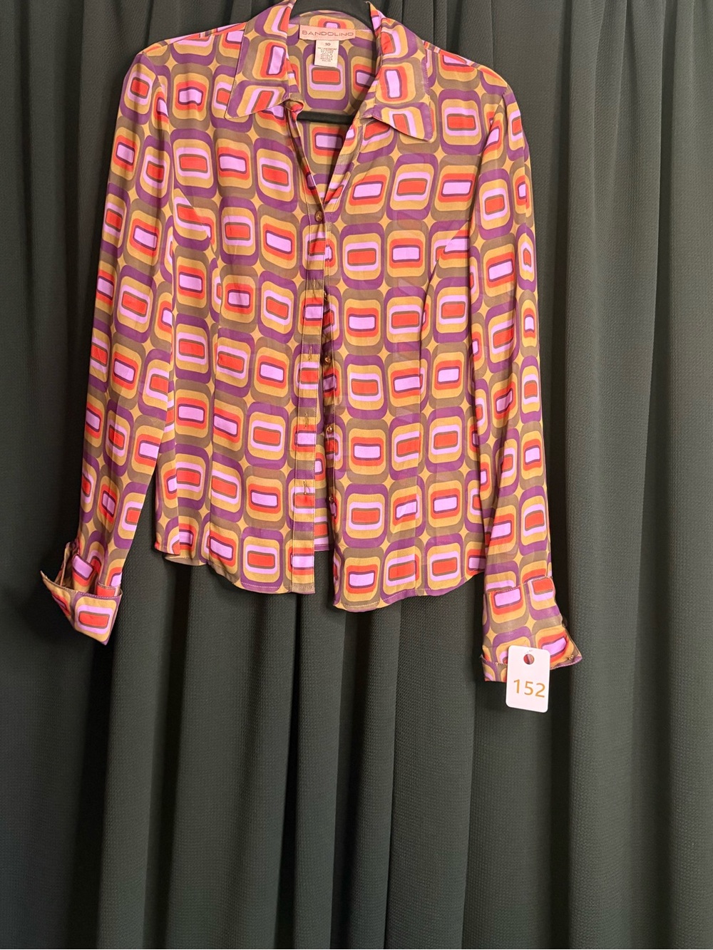 Retro Geo-Print Button-Down Shirt in Pink by Sandro
